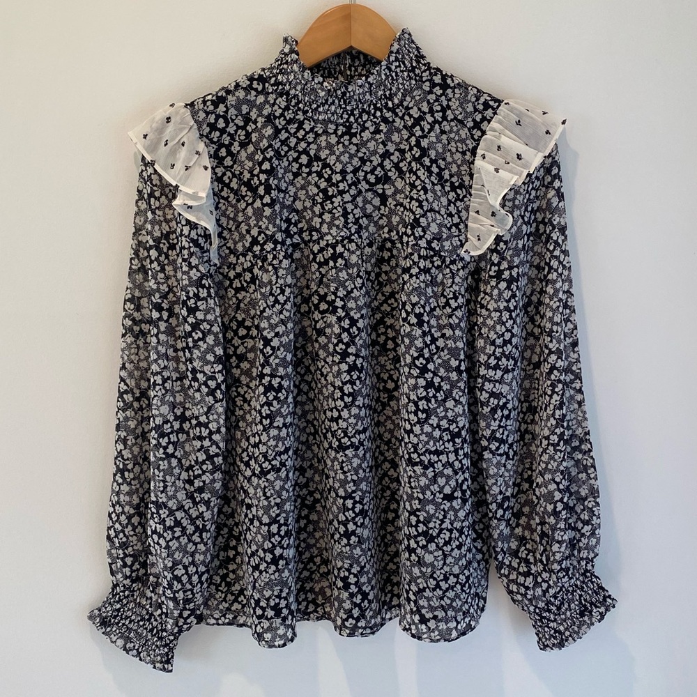 NWT Ann Taylor Factory Smocked Ruffle Blouse